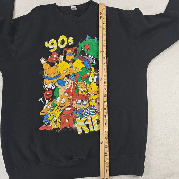 90s Nickelodeon Character Sweatshirt Mens M Black Cotton Blend Crewneck Graphic - Picture 6 of 8